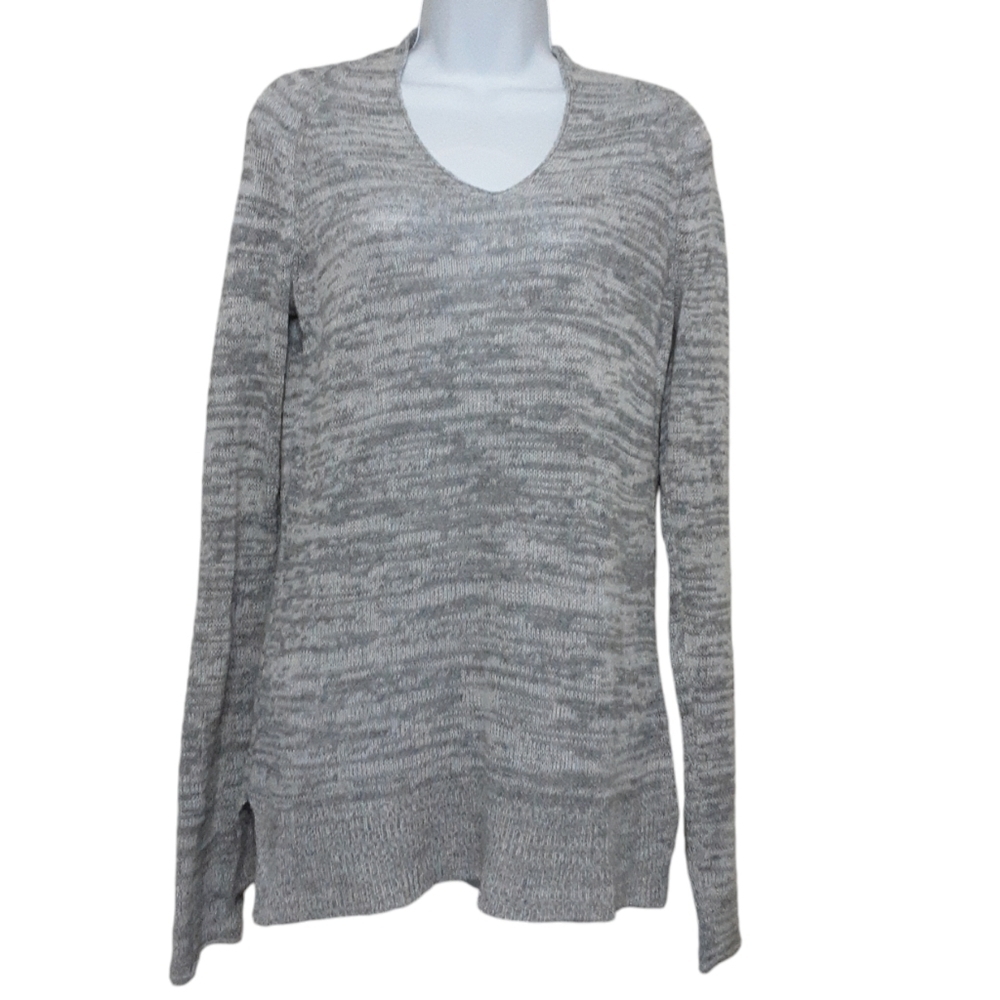 Isda & Co Sweater women M pull on gray cashmere wool lagenlook soft retro casual